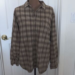 Columbia Brown Plaid Casual Button Down Shirt men's XL